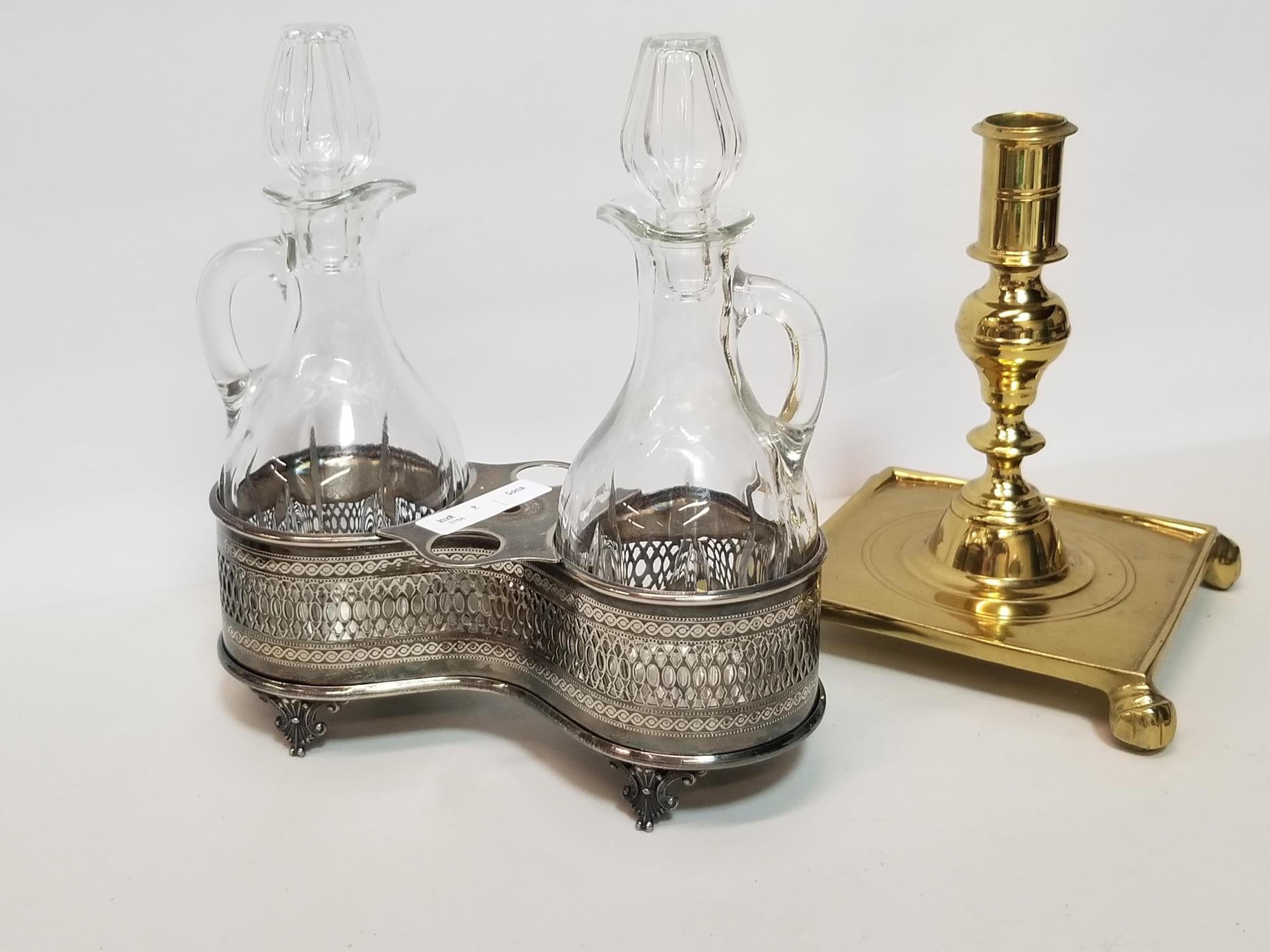 MIXED LOT - CRUET SET & WILLIAMSBURG CANDLESTICK