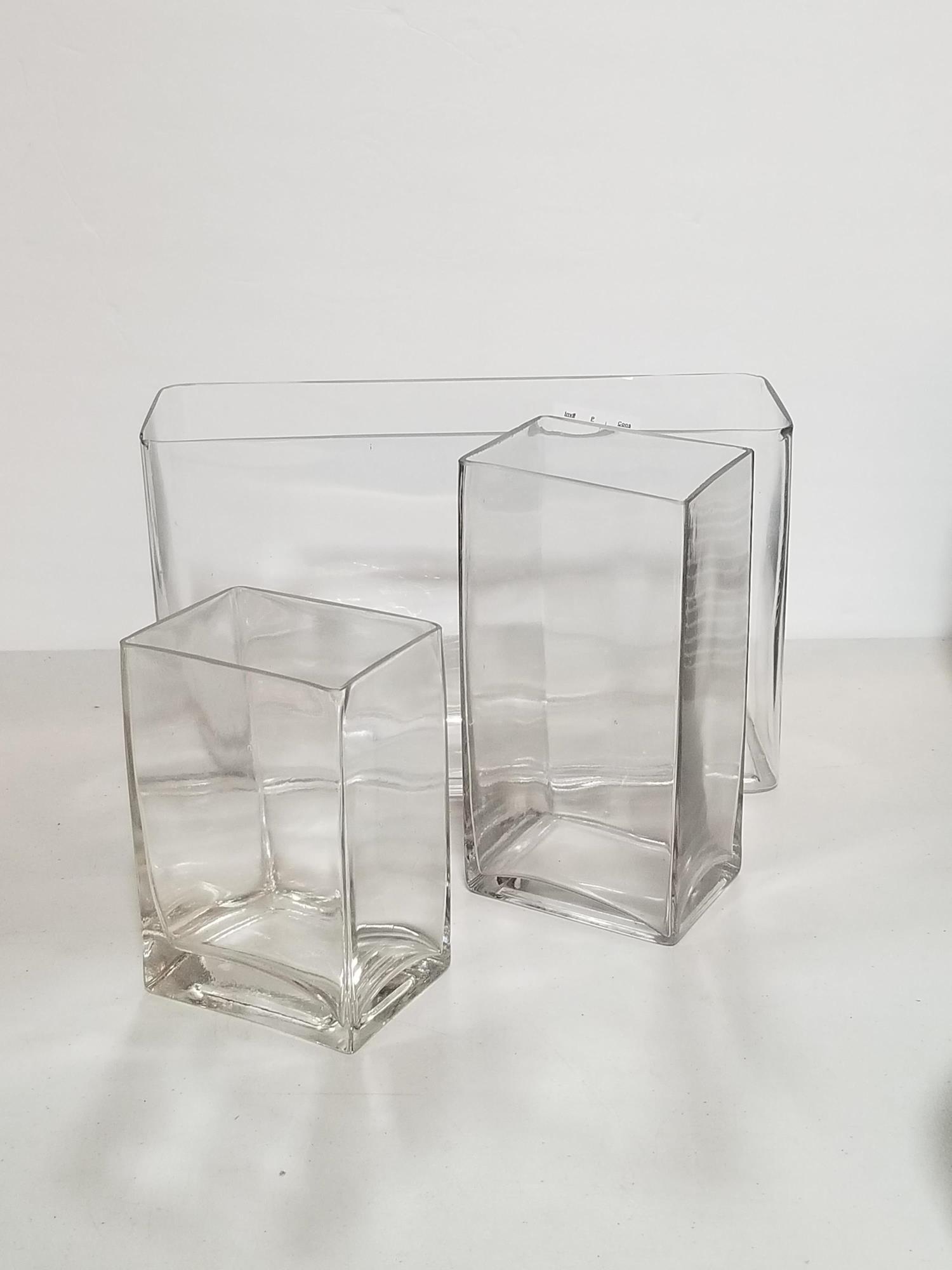 SET OF 3 GLASS VASES