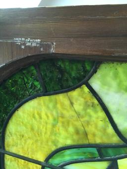 ANTIQUE STAINED GLASS WINDOW PANE