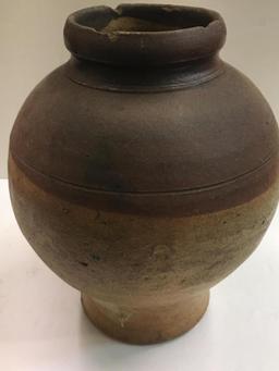 TERRA COTTA CROCK WITH RUST BROWN GLAZE