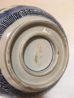 LARGE ASIAN BLUE AND WHITE BOWL