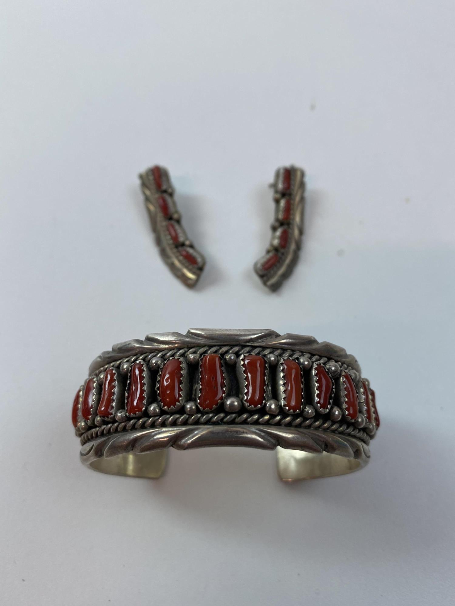 SOUTHWESTERN STERLING EARRINGS & CUFF BRACELET