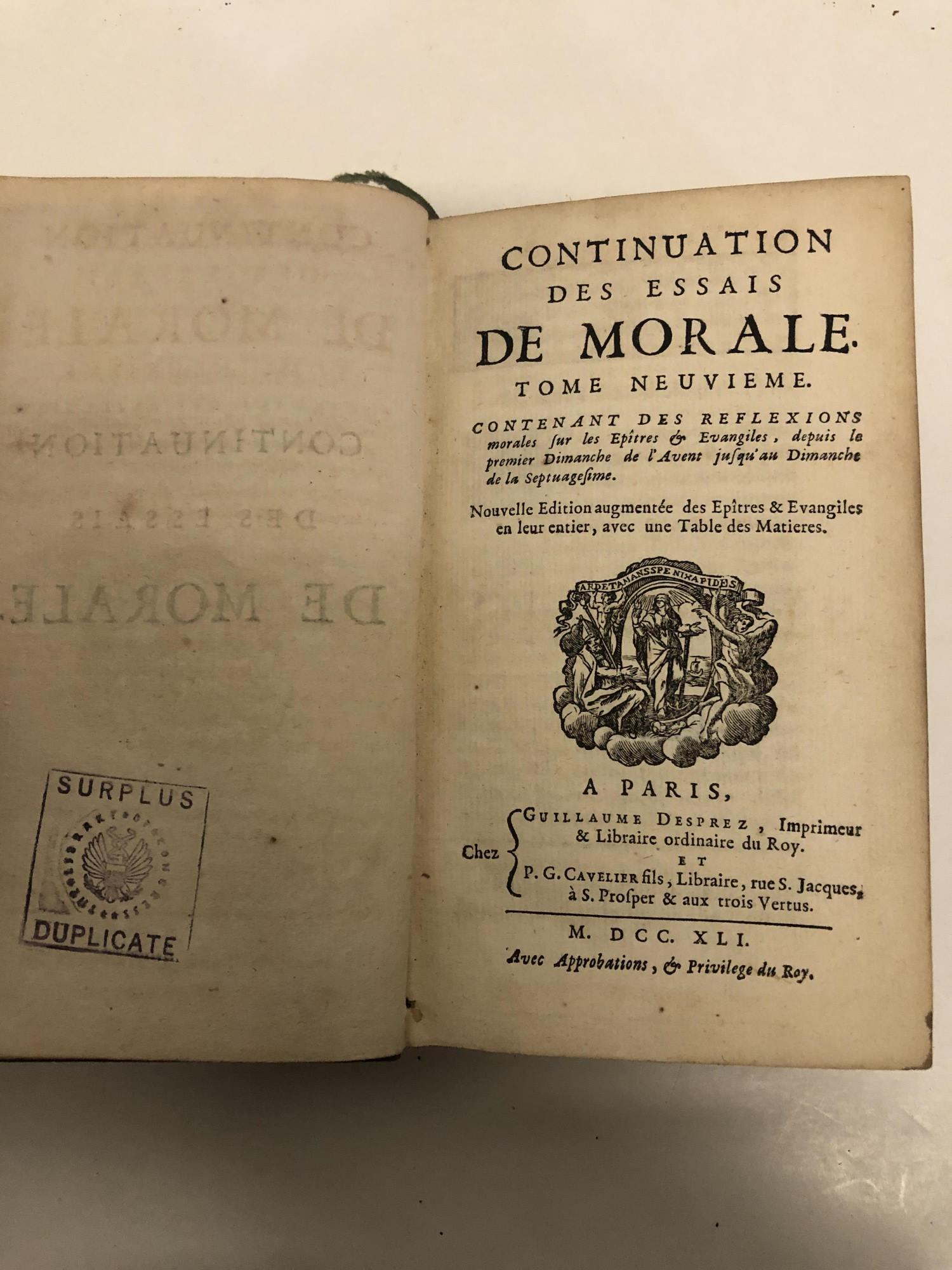 ESSAIS DE MORALE TOME IX - ESSAYS ON MORALITY-1753