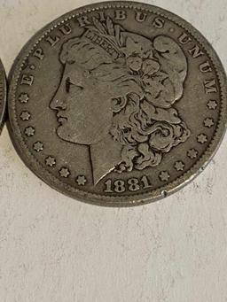 TWO MORGAN DOLLARS - 1880-O / 1881