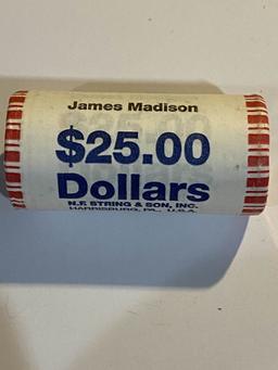 $25.00 MINT ROLL PRES. MADISON DOLLARS