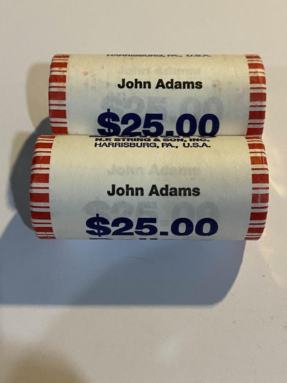 2 - $25 ROLLS JOHN ADAMS DOLLARS