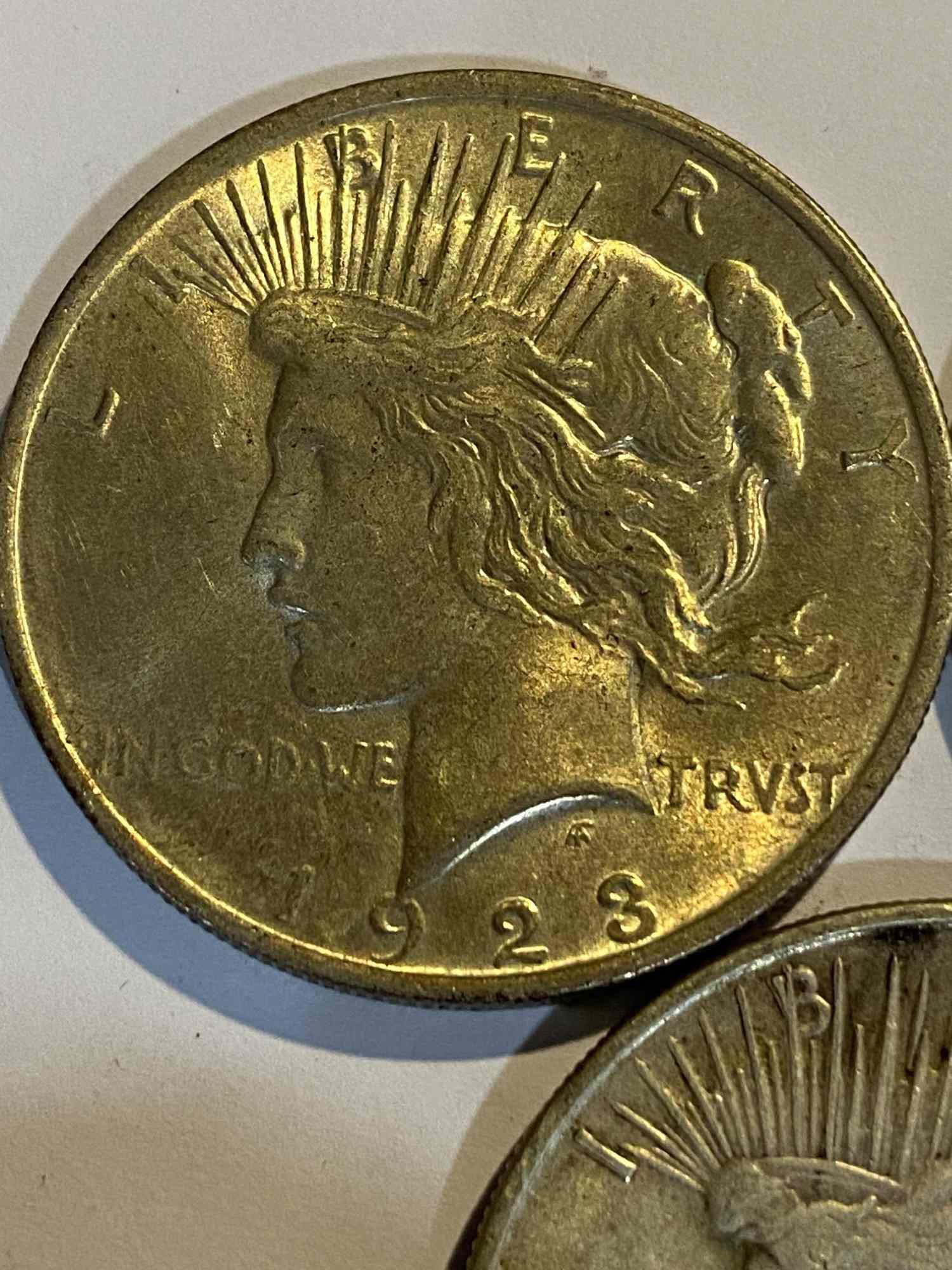 THREE PEACE DOLLARS - 2 - 1923 & 1922