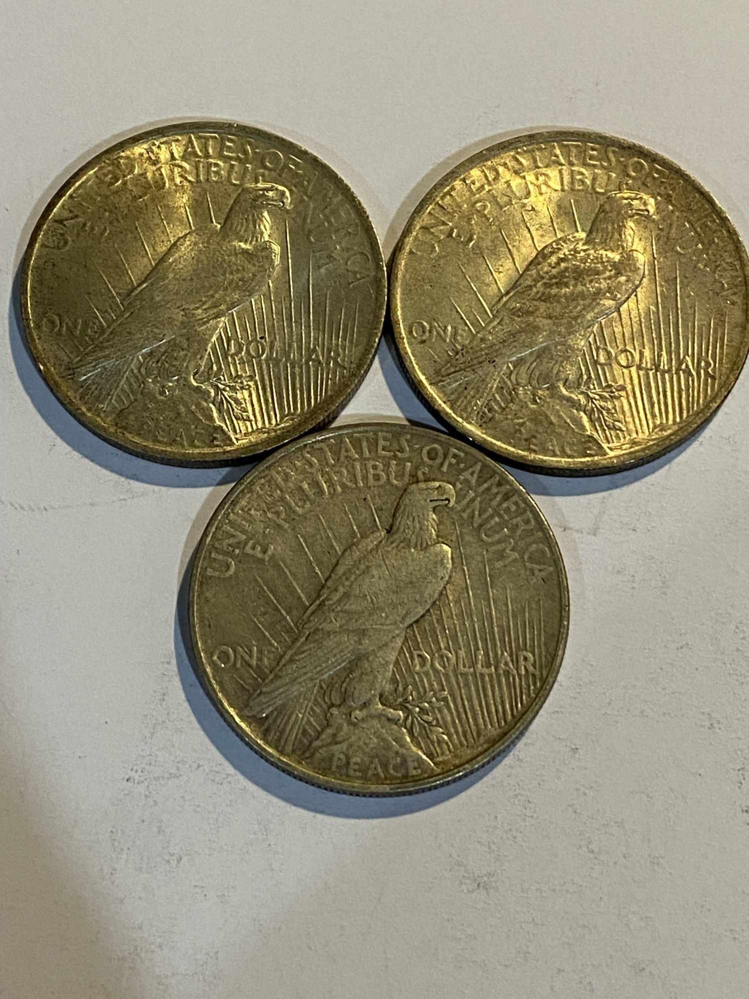 THREE PEACE DOLLARS - 2 - 1923 & 1922