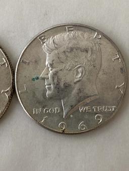 THREE 1969 JFK HALVES - GOOD DETAIL