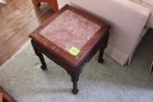 CHINESE STYLED MARBLE TOP SIDE TABLE RED
