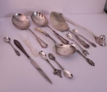13 PIECES OF UTENSIL-PRIMARILY SILVER PLATE