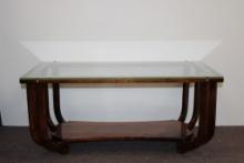 COFFEE TABLE WITH GLASS TOP - MCM STYLE