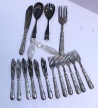 SIXTEEN PIECE SILVERPLATE FISH SERVICE AND SALAD S