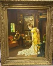 LARGE ALFRED STEVENS ORIGINAL OIL ON CANVAS