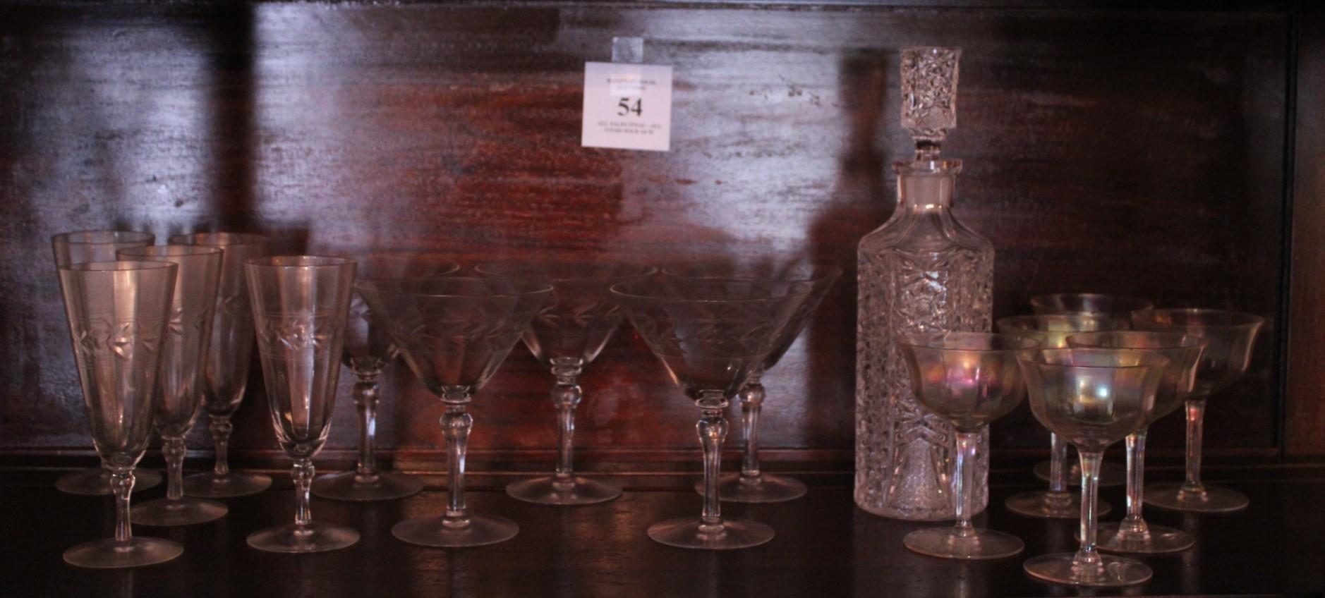 2 SHELVES OF STEMWARE & GLASS