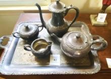 FIVE PIECES SILVERPLATE TEA SERVICE