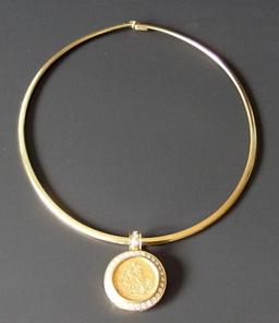 1876 GOLD SOVEREIGN PENDANT CHOKER