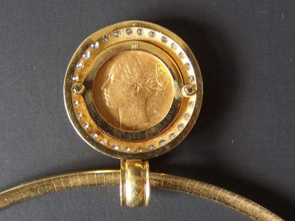 1876 GOLD SOVEREIGN PENDANT CHOKER