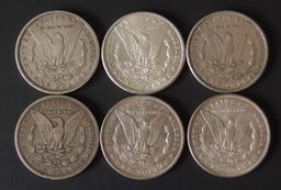 SIX (6) MORGAN SILVER DOLLAR COINS