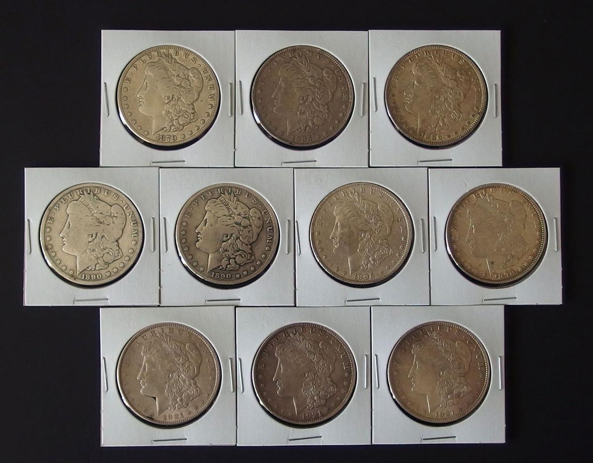 TEN (10) MORGAN SILVER DOLLAR COINS