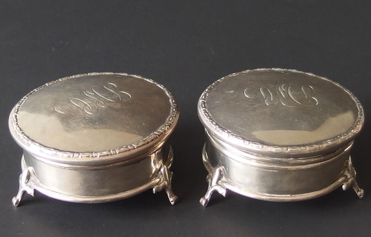 PAIR ENGLISH STERLING JEWELRY BOXES