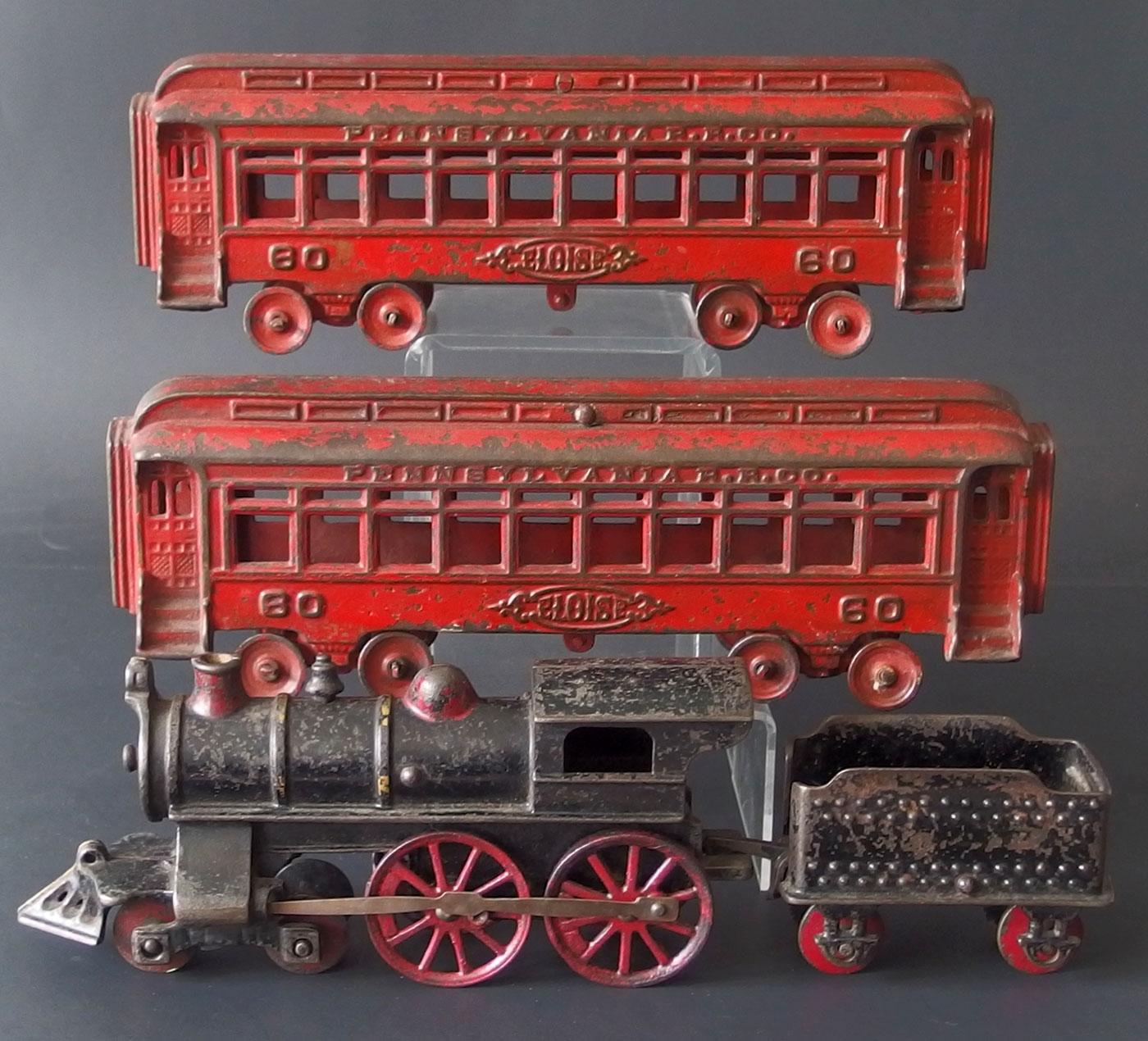 HUBLEY CAST IRON FLOOR TOY TRAIN SET