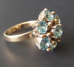 VINTAGE 18KT GOLD & AQUAMARINE RING