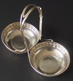 WEBSTER STERLING DOUBLE BASKET CANDY DISH