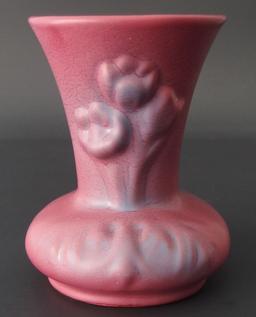 VAN BRIGGLE FLORAL POTTERY VASE