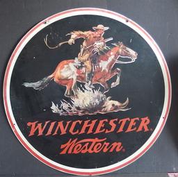 VINTAGE WINCHESTER WESTERN DOUBLE-SIDED SIGN