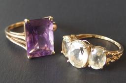 TWO 14KT GOLD LADIES RINGS