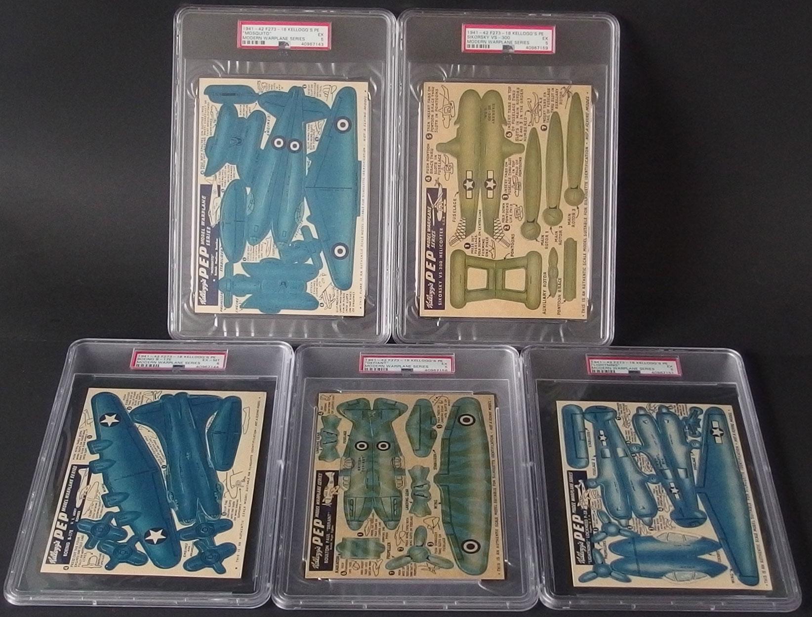 FIVE (5) PSA GRADED KELLOGG'S PEP WARPLANES