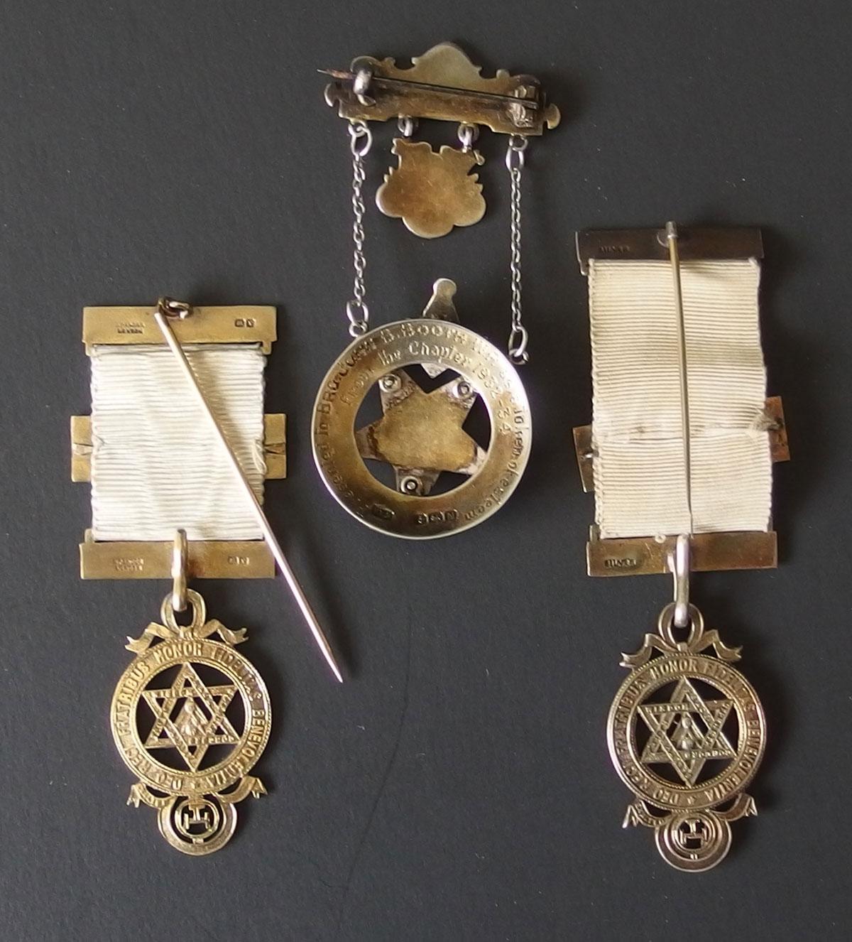 ENGLISH STERLING MASONIC MEDALS WITH BOXES