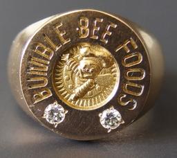 10KT GOLD & DIAMOND BUMBLE BEE FOODS RING