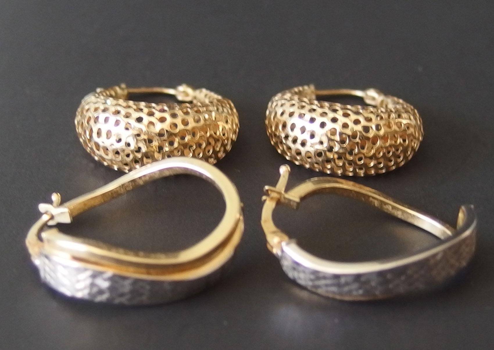 14KT GOLD EARRINGS (2 PAIRS)