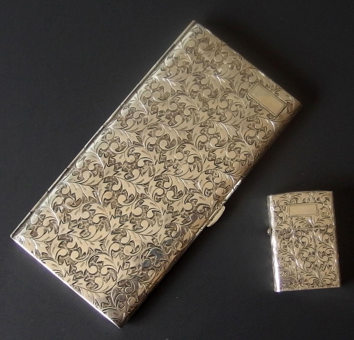 STERLING CIGARETTE CASE & LIGHTER SET