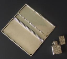 STERLING CIGARETTE CASE & LIGHTER SET