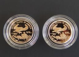 2 x 2018-W $5 AMERICAN EAGLE GOLD PROOF COINS