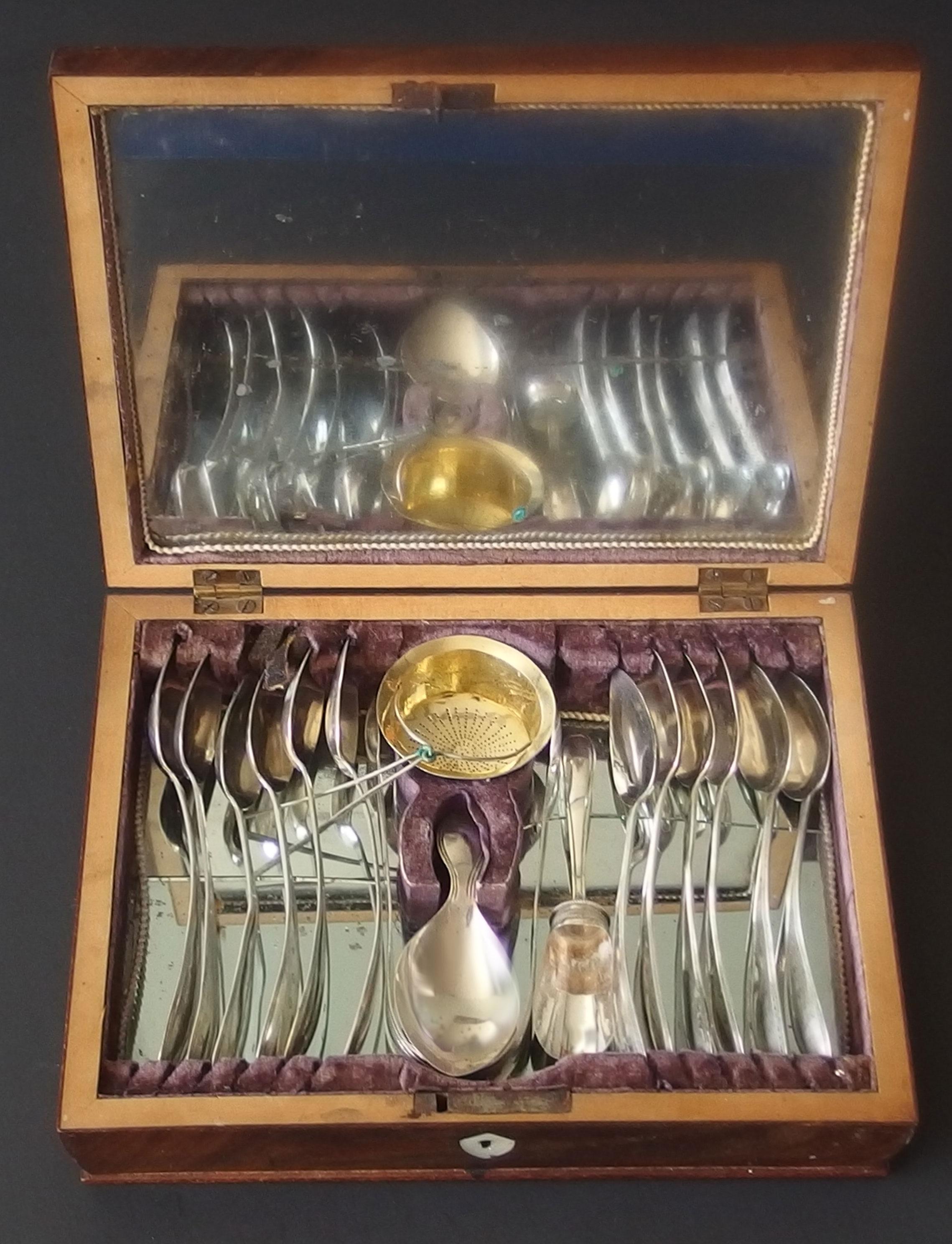 ANTIQUE DUTCH SILVER DESSERTS SET ORIG BOX