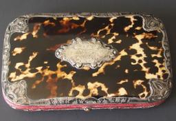 ANTIQUE STERLING TORTOISE SHELL CIGAR CASE