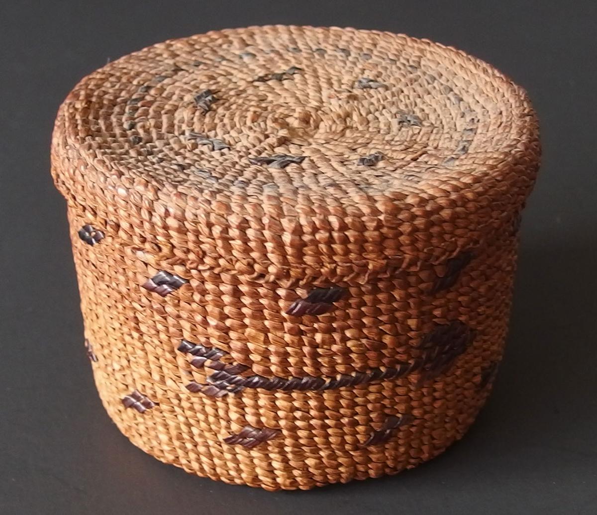 POMO CALIFORNIA NATIVE AMERICAN LIDDED BASKET