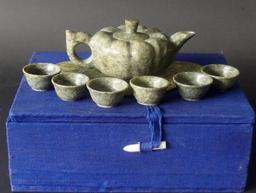 CHINESE NEPHRITE JADE TEASET WITH BOX