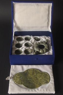CHINESE NEPHRITE JADE TEASET WITH BOX
