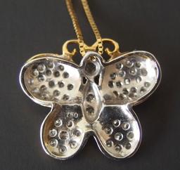 14KT GOLD & DIAMOND BUTTERFLY PENDANT NECKLACE