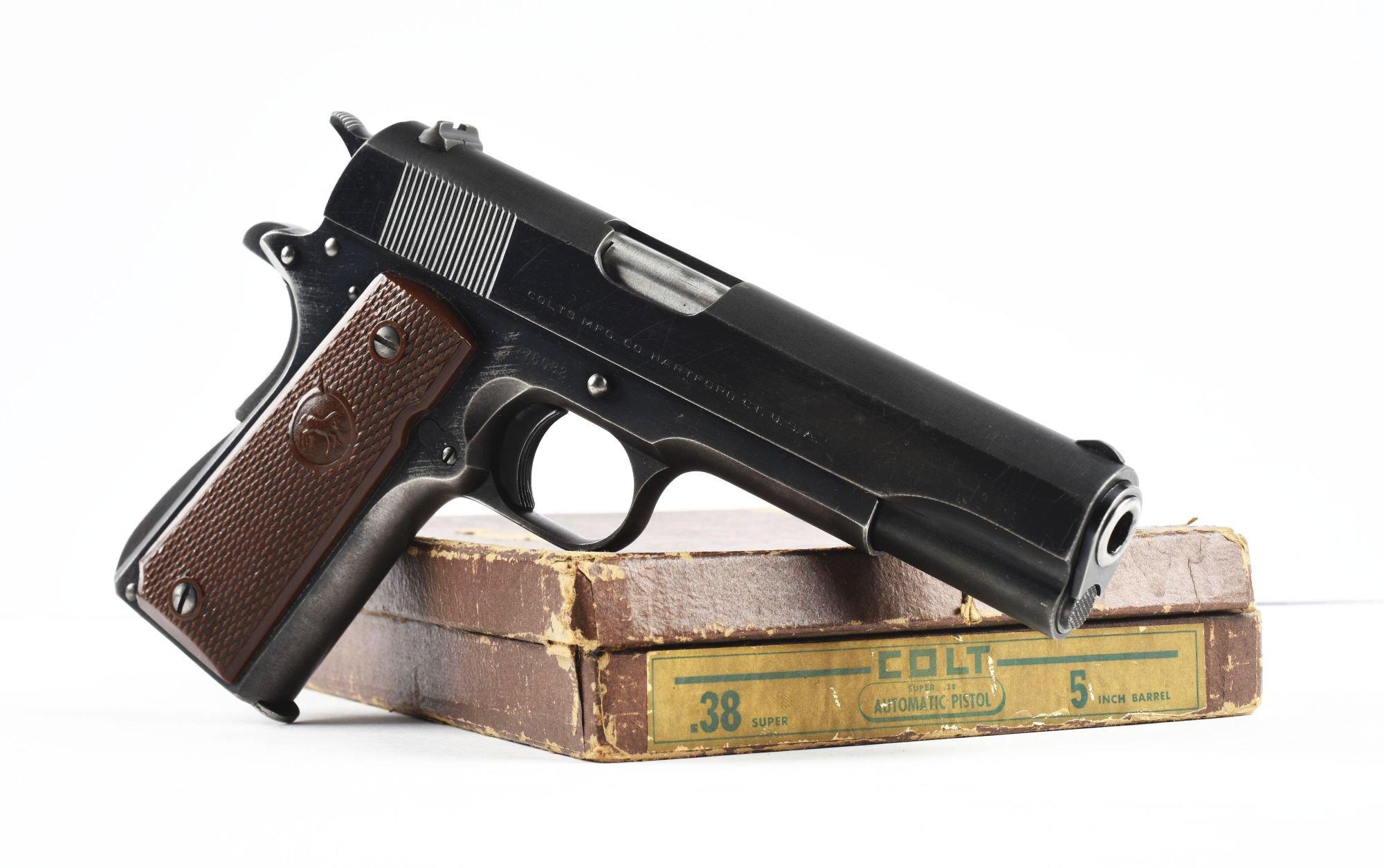 (C) Boxed Colt Model 1911-A1 (1949) .38 Super Semi-Automatic Pistol.