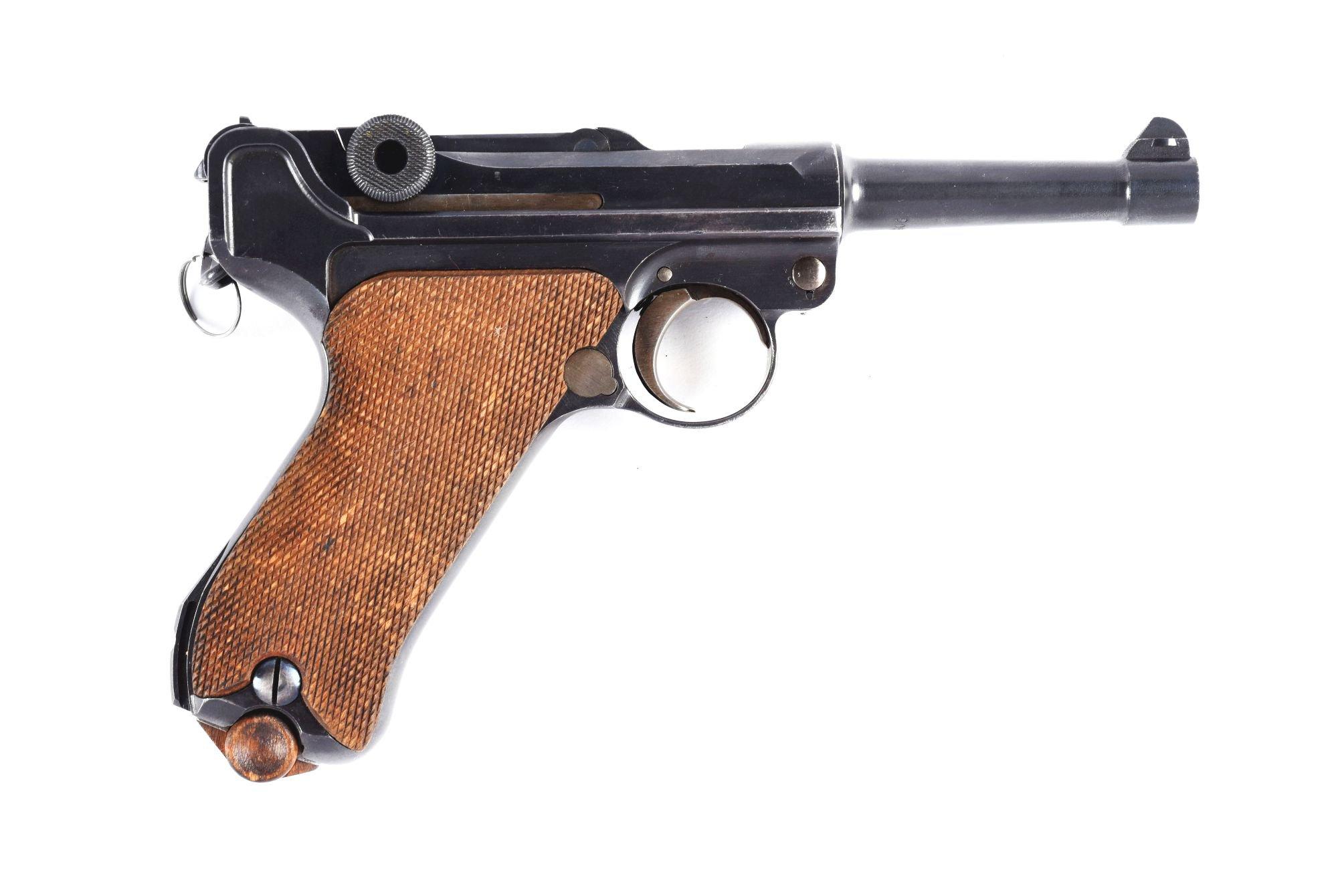 (C) DWM 1923 Commercial "Safe and Loaded" Luger Semi-Automatic Pistol.