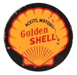 Golden Shell Motor Oil Porcelain Curb Sign.