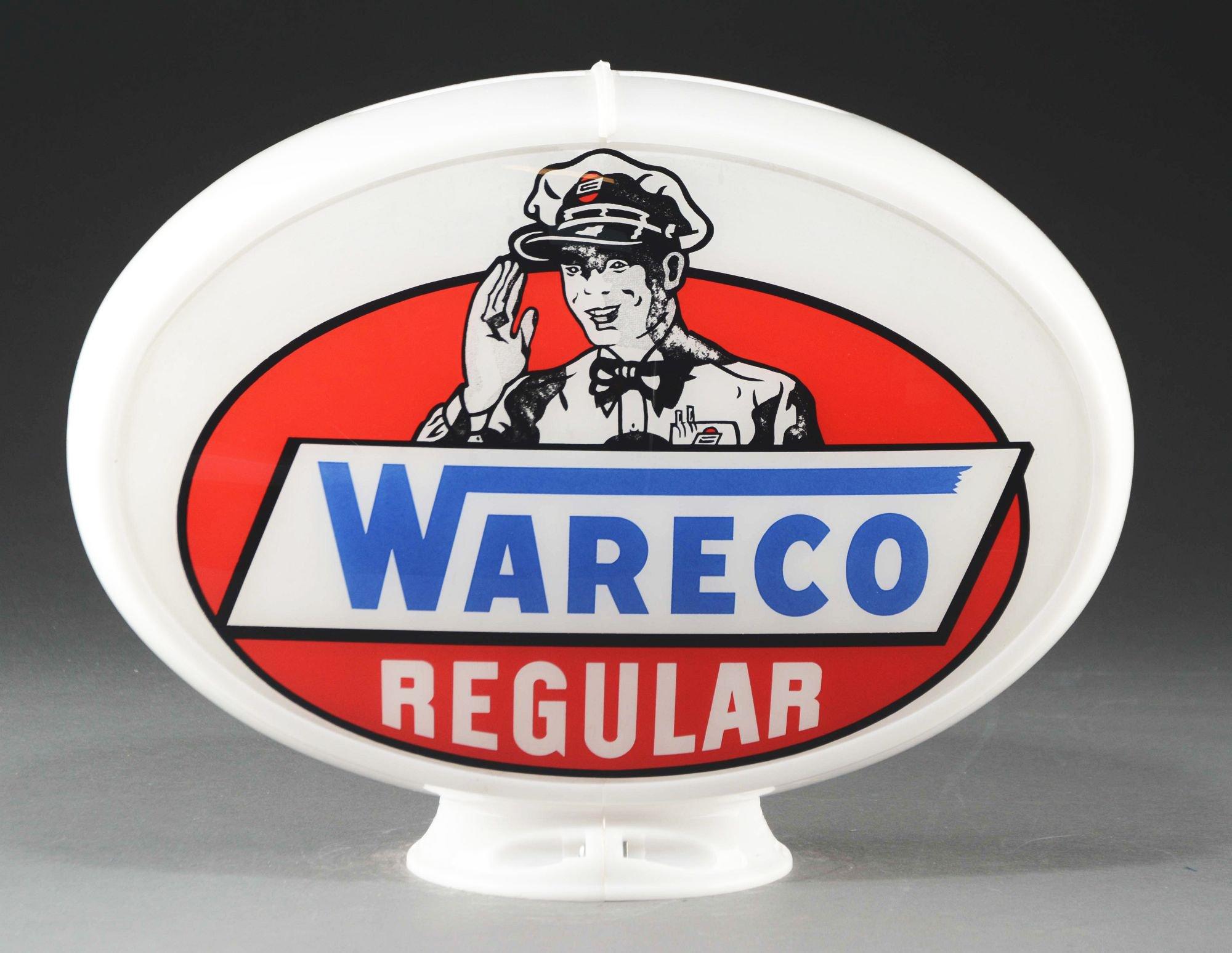 Wareco Regular Gasoline Complete Oval Gas Globe.