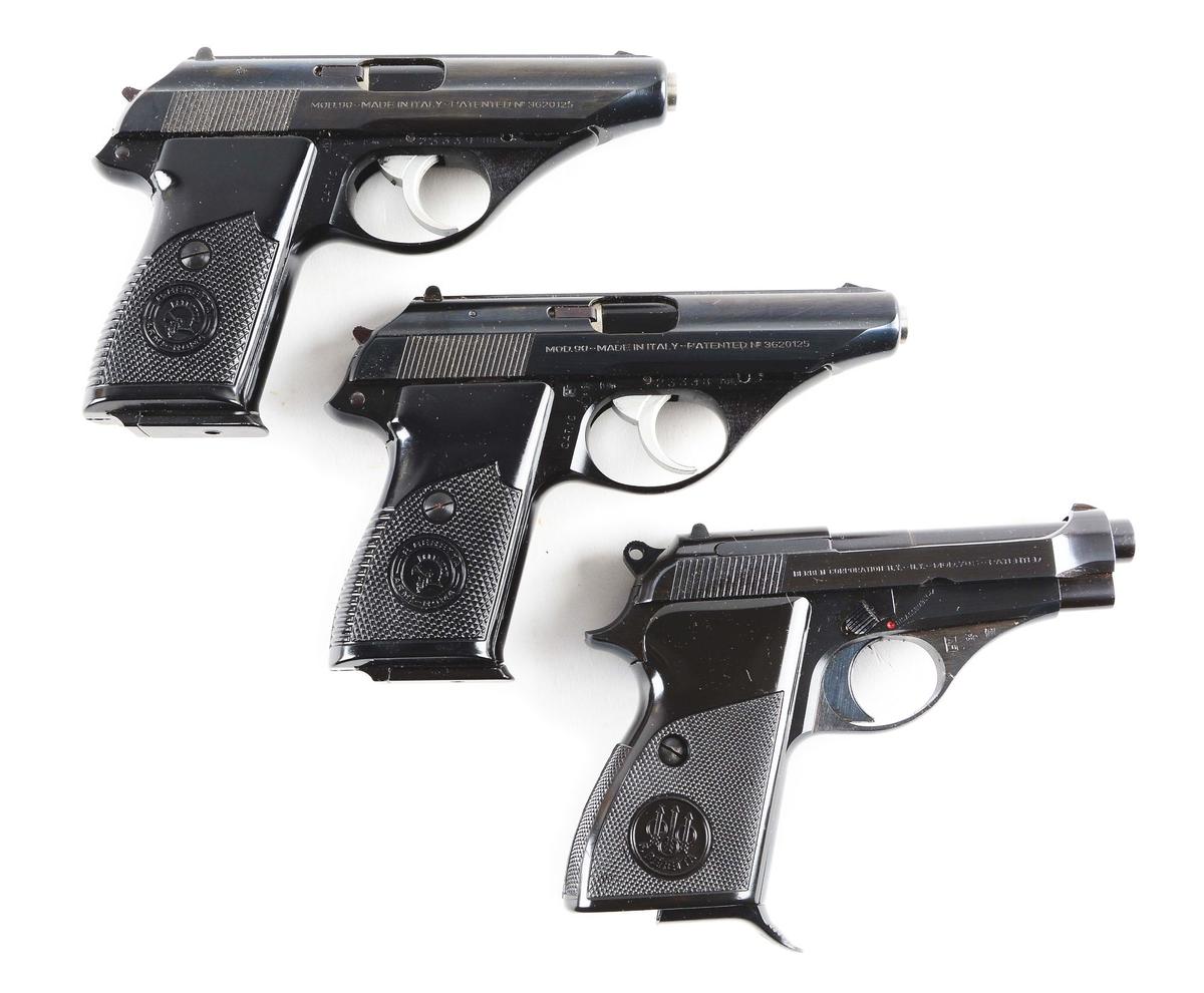 (M) Lot of 3 Beretta Semi-Automatic Pistols In Boxes: Consecutive Model 90's 7.65 & 1 Model 70S .380