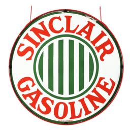 Very Rare Sinclair Gasoline 30" Porcelain Curb Sign with Bar Graphic.